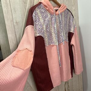 POL Patchwork Pink Oversized Hoodie